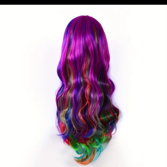 Long Rainbow Curly Wig - Perfect for Cosplay, Prom, and Anime Fans  Durability. - Picture 4 of 15